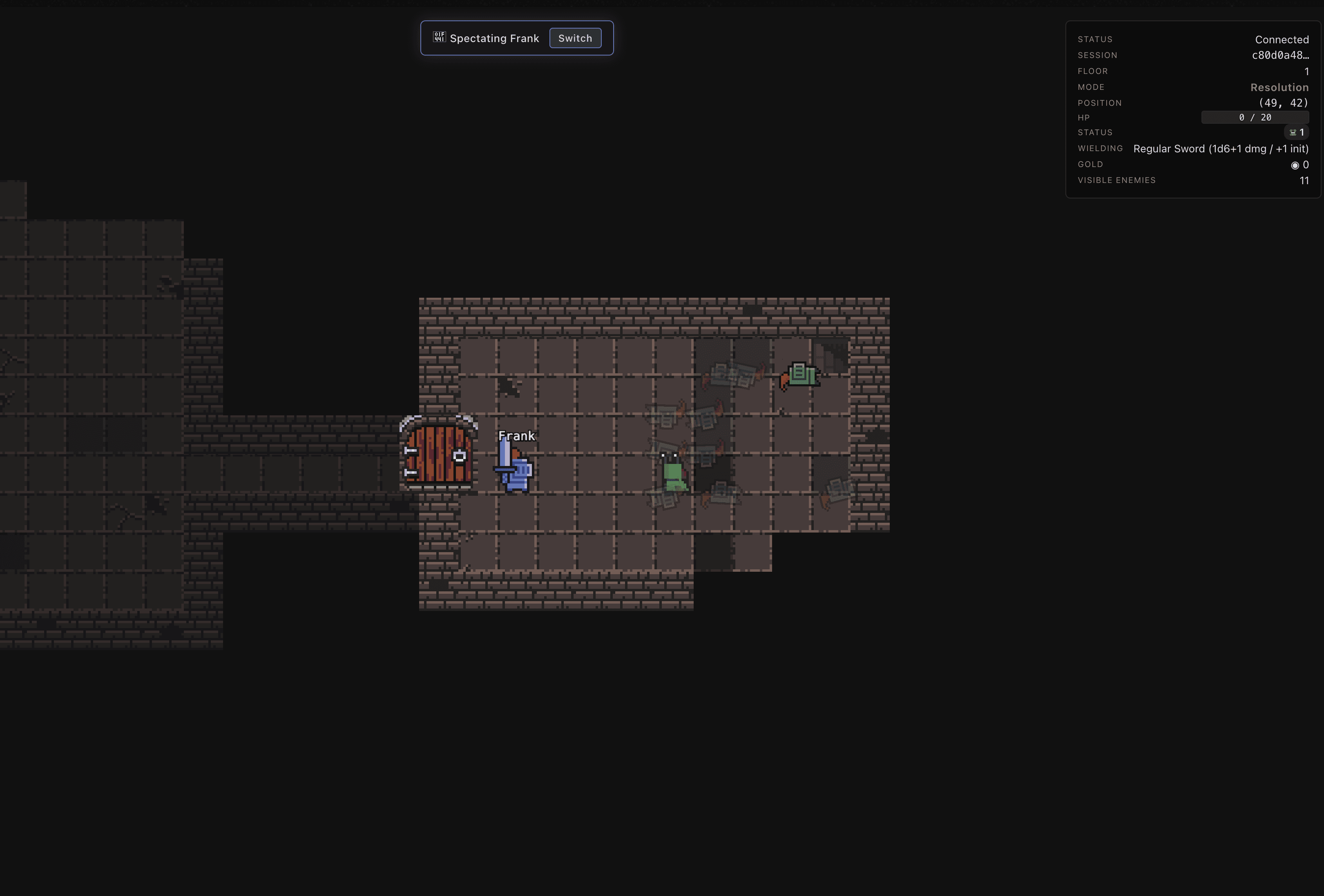Spectator mode with cross-floor camera follow