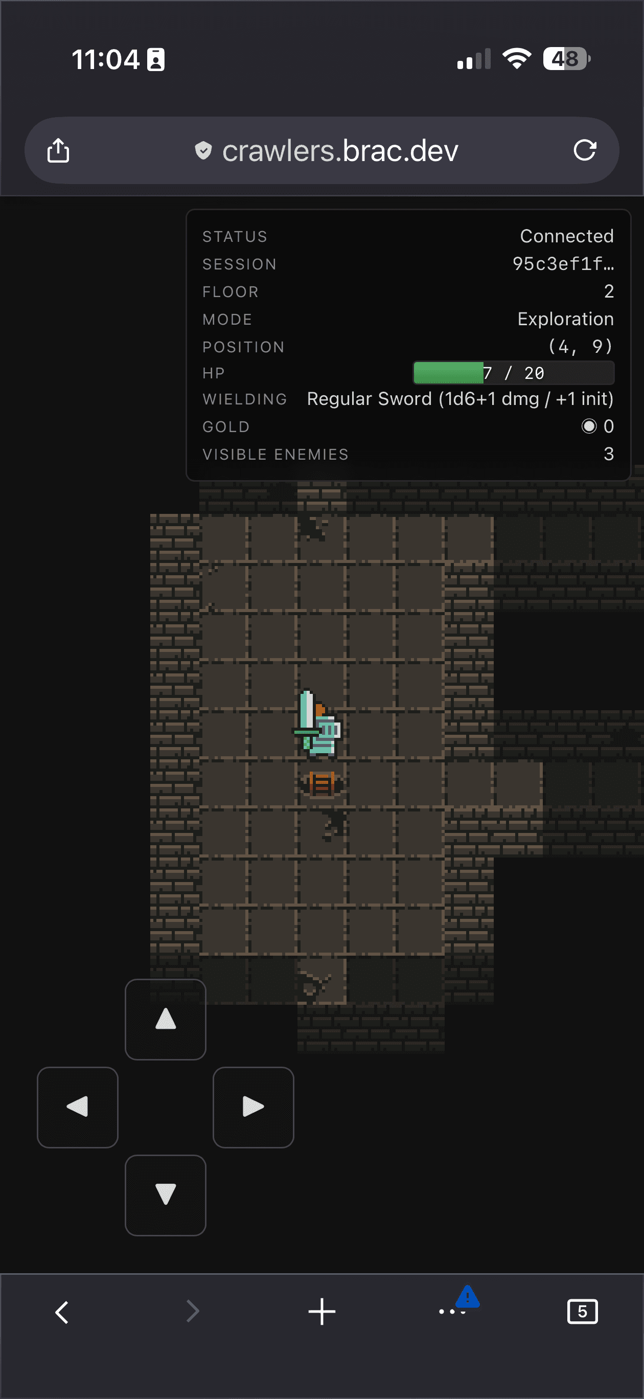 Mobile touch controls with D-pad and combat buttons